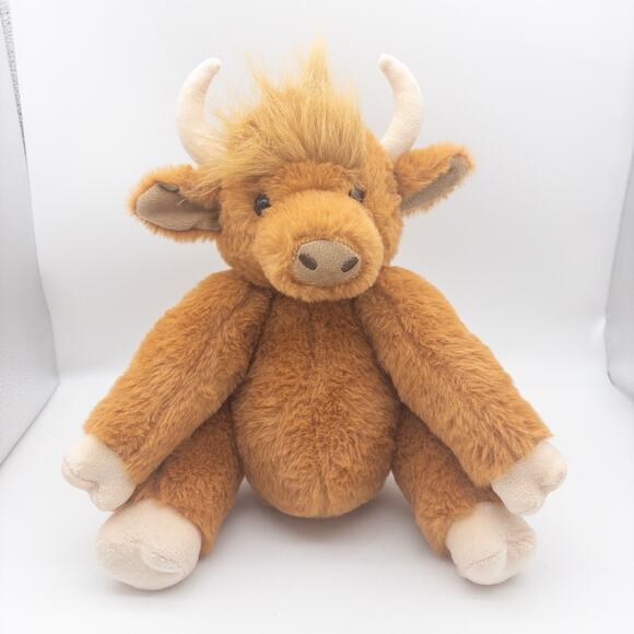 Lifelike Scottish Cow Stuffed Animal Posable Joints Highland Cow Plush Doll Toy - Picture 1 of 6
